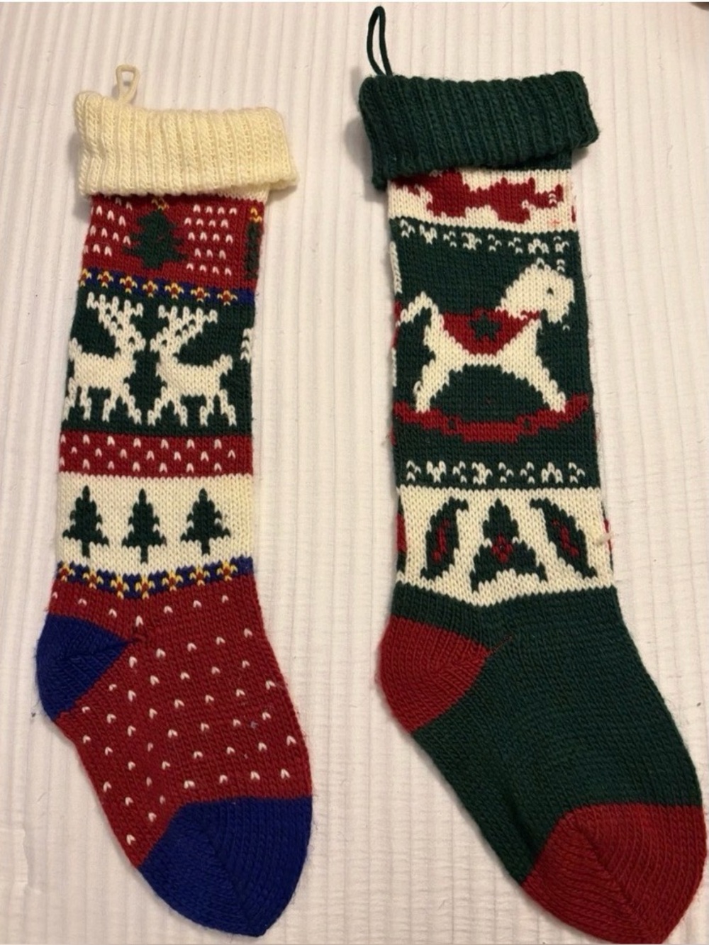 Vintage Knitted Christmas stockings with Fair Isle Pattern